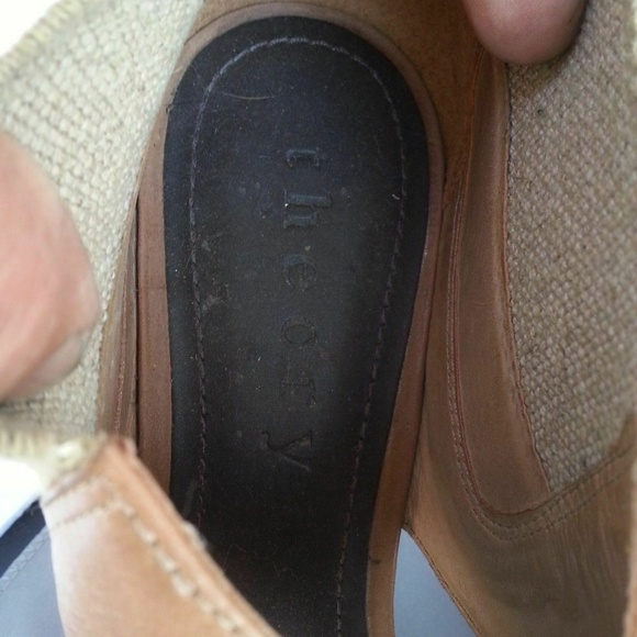 Theory Tan Leather Platform Chunky Heels Booties OPEN TOE shoes 9 - Picture 4 of 6